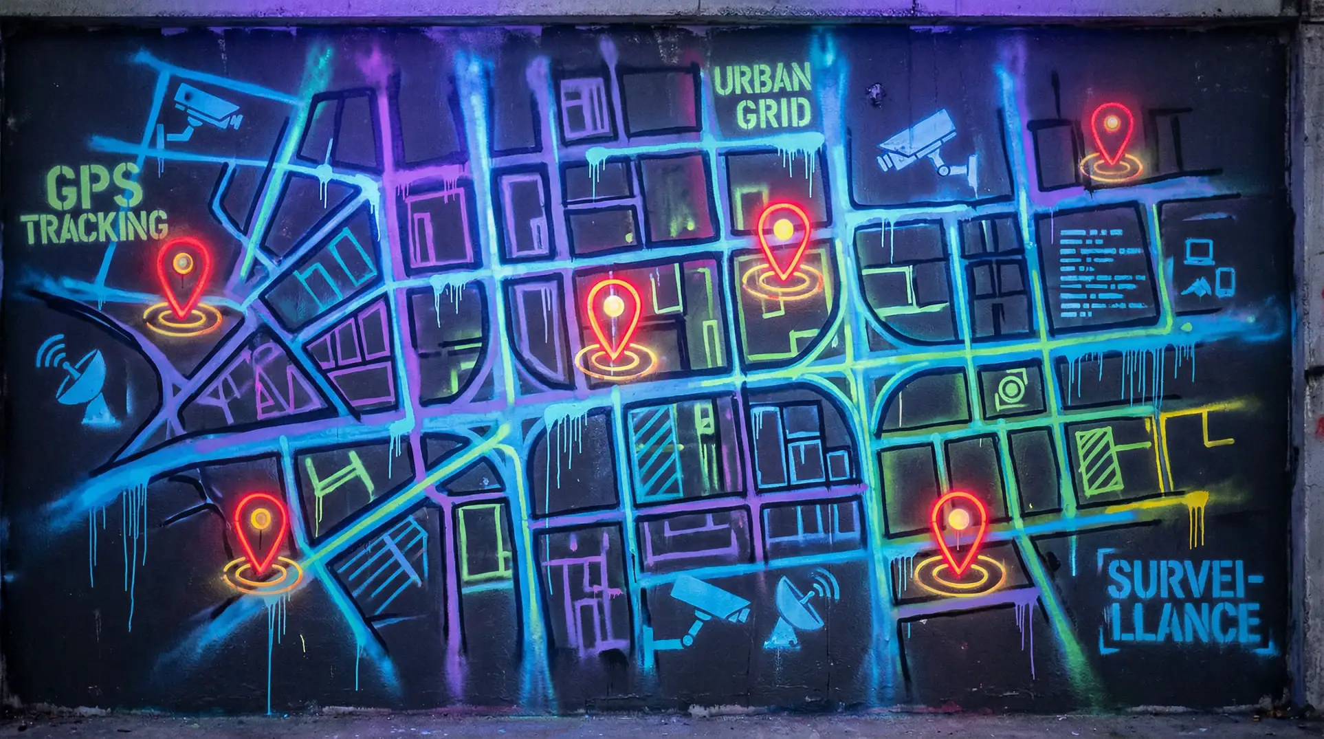 栄仓彩 狗仔追踪地图 - 城市涂鸦风格